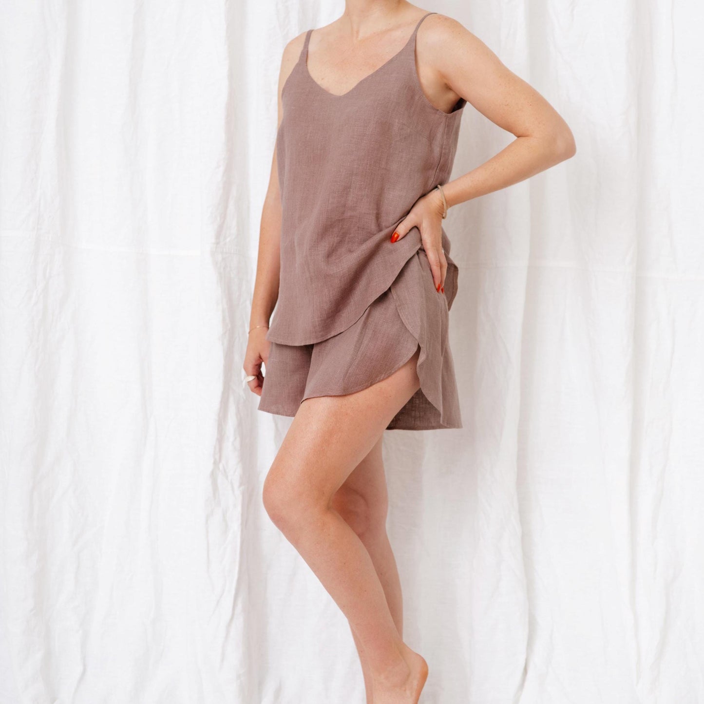 L8Q8 Organic Linen Pajama Set Women's Breathable Loungewear
