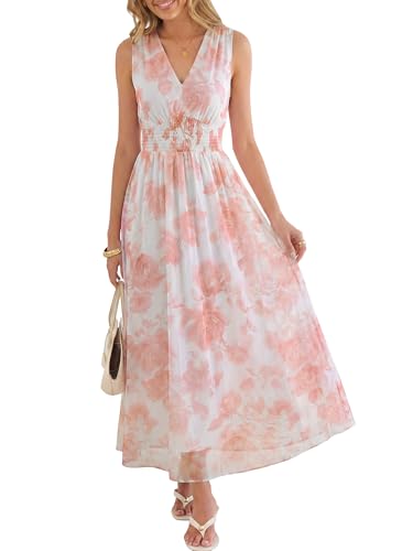 ANRABESS Women's Summer Floral Maxi Dress A-Line Tulle Flowy