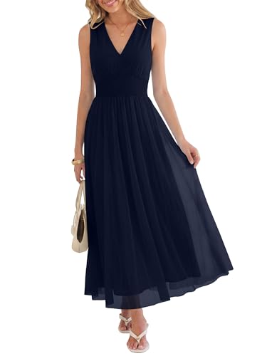 ANRABESS Women's Summer Floral Maxi Dress A-Line Tulle Flowy