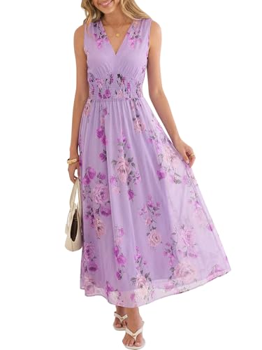 ANRABESS Women's Summer Floral Maxi Dress A-Line Tulle Flowy