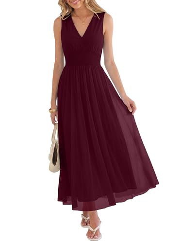 ANRABESS Women's Summer Floral Maxi Dress A-Line Tulle Flowy