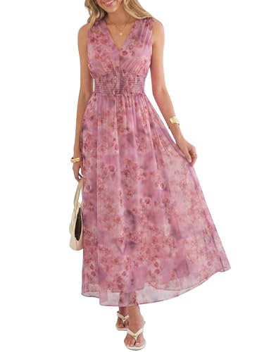 ANRABESS Women's Summer Floral Maxi Dress A-Line Tulle Flowy