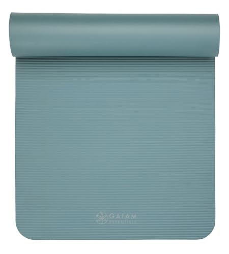 Thick Yoga Mat Pilates Exercise 0.4in Workout Mat with Carrying Strap Green
