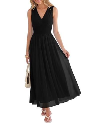 ANRABESS Women's Summer Floral Maxi Dress A-Line Tulle Flowy