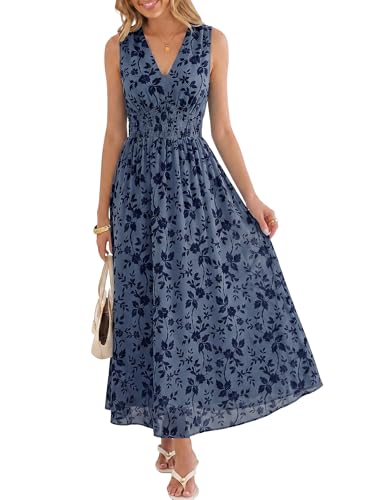 ANRABESS Women's Summer Floral Maxi Dress A-Line Tulle Flowy