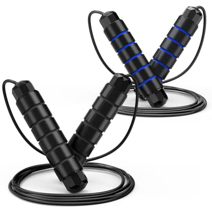 Tangle-Free Rapid Speed Jumping Rope Adjustable Steel with Foam Handles Black