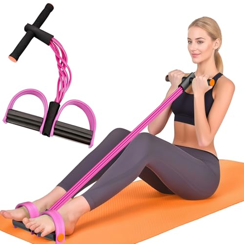 6-Tube Elastic Pedal Resistance Bands Durable Natural Rubber Purple
