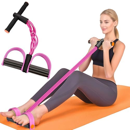 6-Tube Elastic Pedal Resistance Bands Durable Natural Rubber Purple