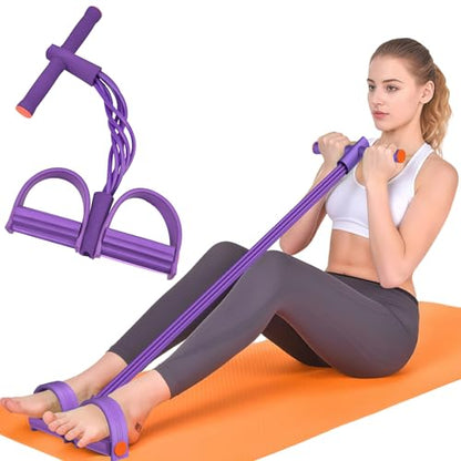 6-Tube Elastic Pedal Resistance Bands Durable Natural Rubber Purple