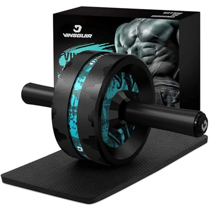 Dual-Wheel Ab Roller Wheel Core Workout Equipment with Knee Pad Red And Black