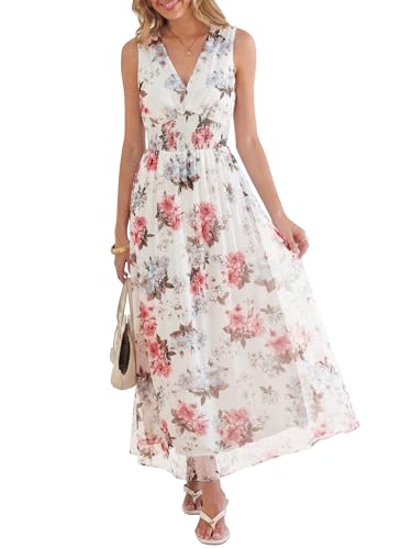 ANRABESS Women's Summer Floral Maxi Dress A-Line Tulle Flowy