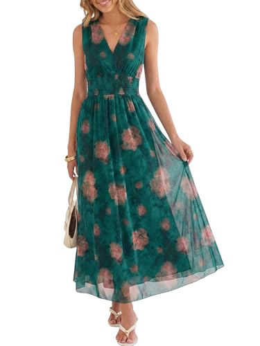 ANRABESS Women's Summer Floral Maxi Dress A-Line Tulle Flowy