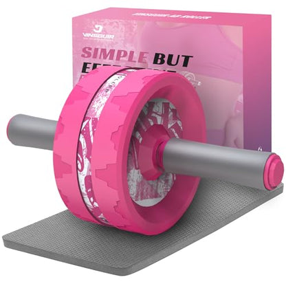 Dual-Wheel Ab Roller Wheel Core Workout Equipment with Knee Pad Red And Black