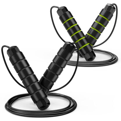 Tangle-Free Rapid Speed Jumping Rope Adjustable Steel with Foam Handles Black