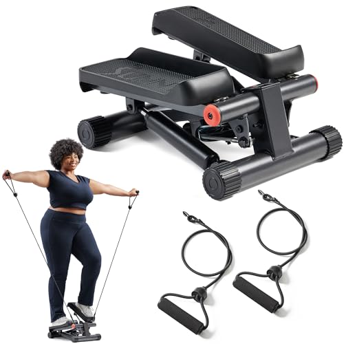 Mini Stepper Machine with Resistance Bands 300lb Capacity Grey NO. 012-S
