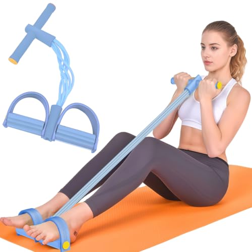 6-Tube Elastic Pedal Resistance Bands Durable Natural Rubber Purple
