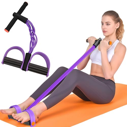 6-Tube Elastic Pedal Resistance Bands Durable Natural Rubber Purple