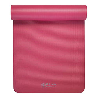Thick Yoga Mat Pilates Exercise 0.4in Workout Mat with Carrying Strap Green
