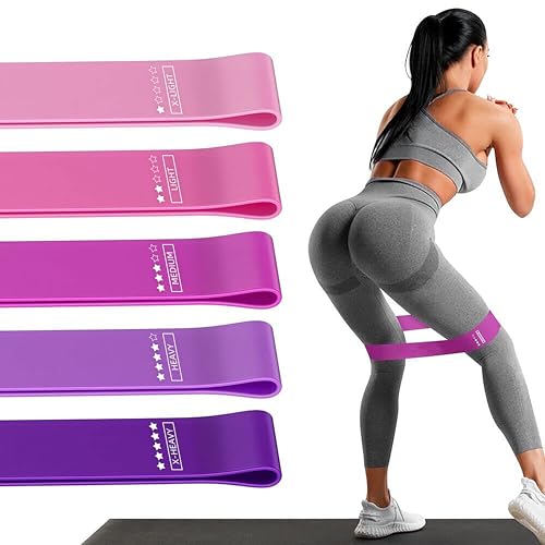 Resistance Loop Exercise Bands Set of 5 Home Fitness 12in Assorted