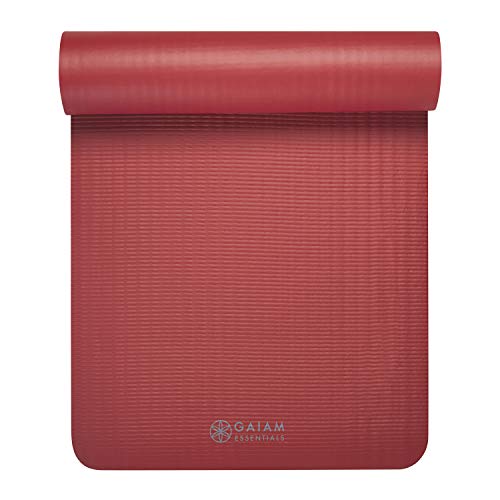 Thick Yoga Mat Pilates Exercise 0.4in Workout Mat with Carrying Strap Green