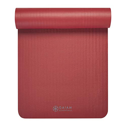 Thick Yoga Mat Pilates Exercise 0.4in Workout Mat with Carrying Strap Green
