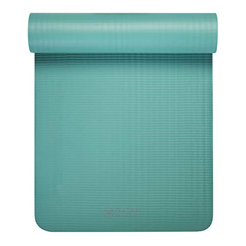 Thick Yoga Mat Pilates Exercise 0.4in Workout Mat with Carrying Strap Green