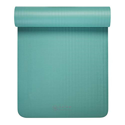 Thick Yoga Mat Pilates Exercise 0.4in Workout Mat with Carrying Strap Green