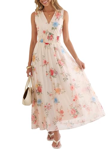 ANRABESS Women's Summer Floral Maxi Dress A-Line Tulle Flowy