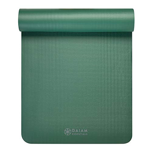 Thick Yoga Mat Pilates Exercise 0.4in Workout Mat with Carrying Strap Green