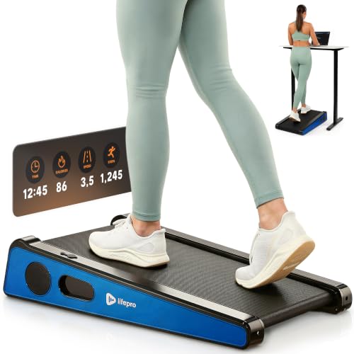 Compact Walking Pad Treadmill with Incline Adjustable Handlebar Blue LP-PCRM-BLU-VC