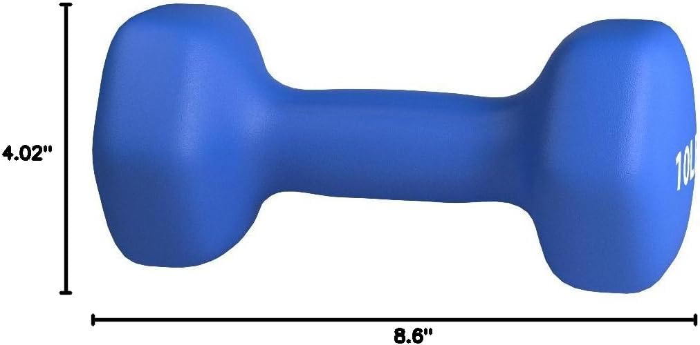 Neoprene Dumbbell Hand Weights for Exercise and Muscle Toning 10lb Pair Navy Blue