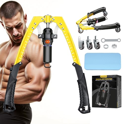 3-in-1 Hydraulic Twister Arm Trainer Adjustable 22-440lbs with Ab Roller Wheels