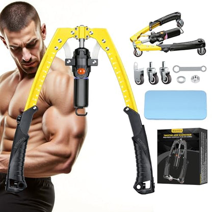 3-in-1 Hydraulic Twister Arm Trainer Adjustable 22-440lbs with Ab Roller Wheels