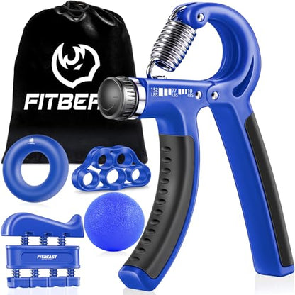 Grip Strengthener Forearm Hand Kit 5-Pack Adjustable Resistance Black