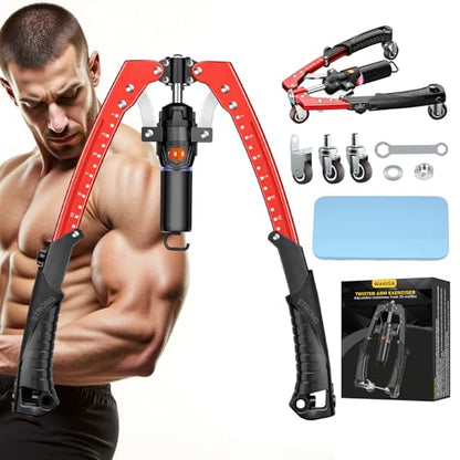 3-in-1 Hydraulic Twister Arm Trainer Adjustable 22-440lbs with Ab Roller Wheels