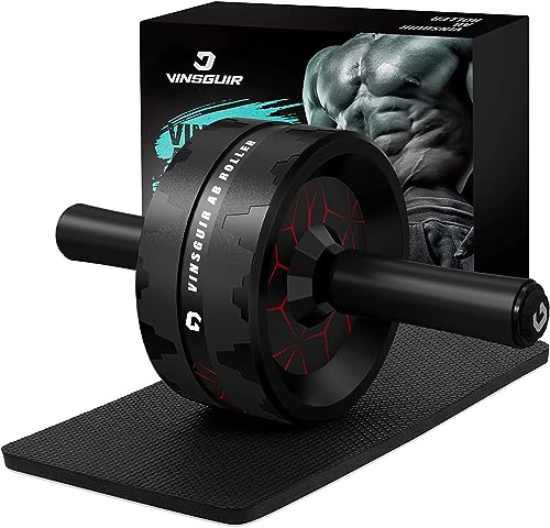 Dual-Wheel Ab Roller Wheel Core Workout Equipment with Knee Pad Red And Black