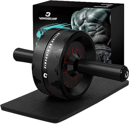 Dual-Wheel Ab Roller Wheel Core Workout Equipment with Knee Pad Red And Black
