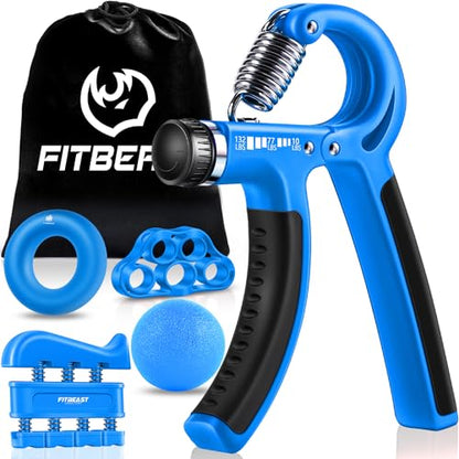 Grip Strengthener Forearm Hand Kit 5-Pack Adjustable Resistance Black