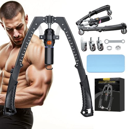 3-in-1 Hydraulic Twister Arm Trainer Adjustable 22-440lbs with Ab Roller Wheels