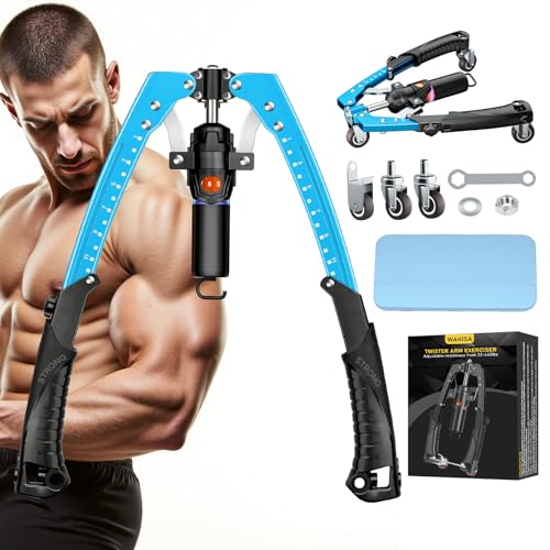 3-in-1 Hydraulic Twister Arm Trainer Adjustable 22-440lbs with Ab Roller Wheels