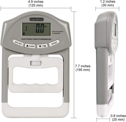 Digital Hand Dynamometer Grip Strength Tester 198 lbs Grey