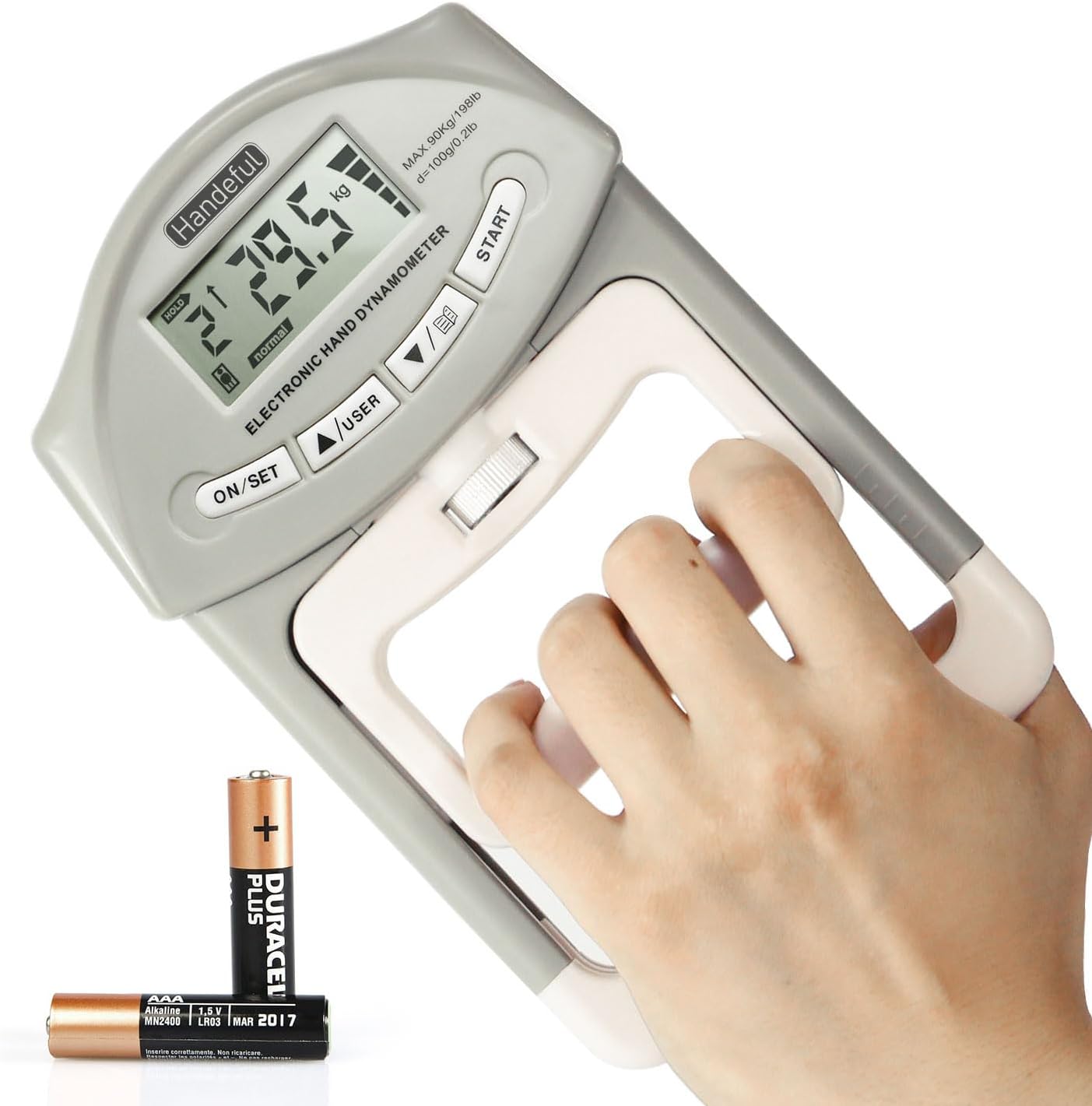 Digital Hand Dynamometer Grip Strength Tester 198 lbs Grey