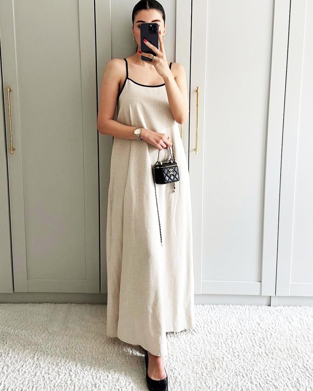 Shy Velvet Linen Maxi Dress Contrast Spaghetti Strap Backless Summer
