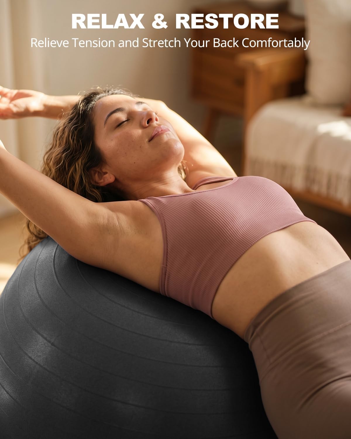Yoga Ball for Exercise Pilates Core Training Stability 26in Black
