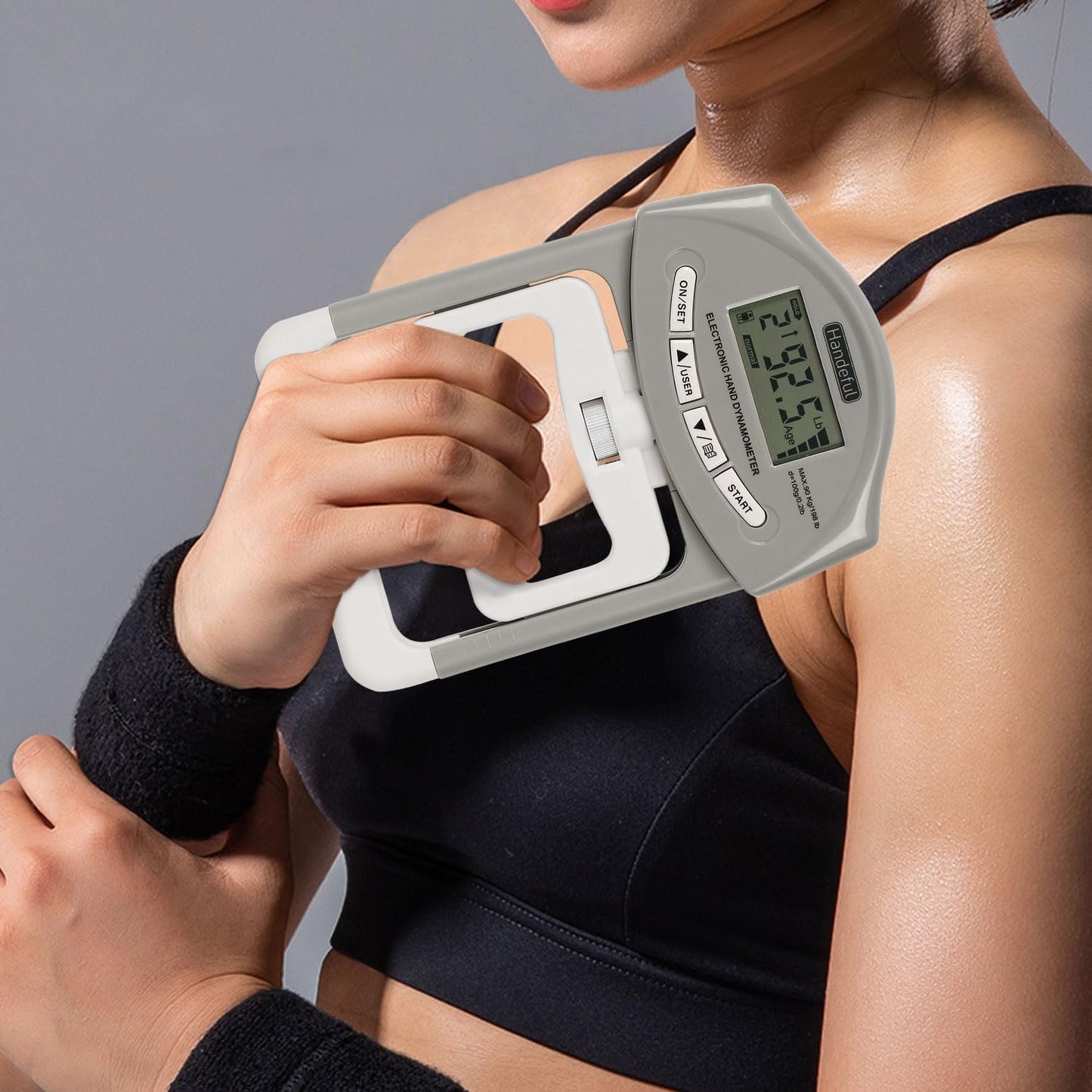 Digital Hand Dynamometer Grip Strength Tester 198 lbs Grey