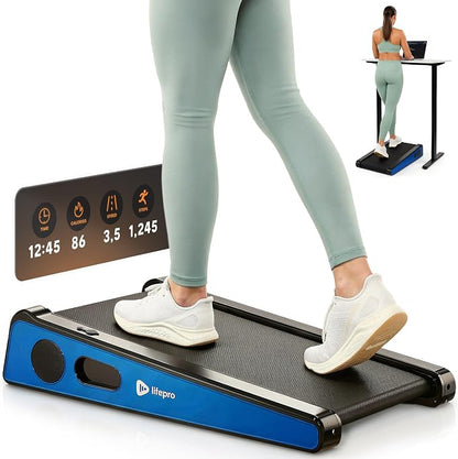 Compact Walking Pad Treadmill with Incline Adjustable Handlebar Blue LP-PCRM-BLU-VC