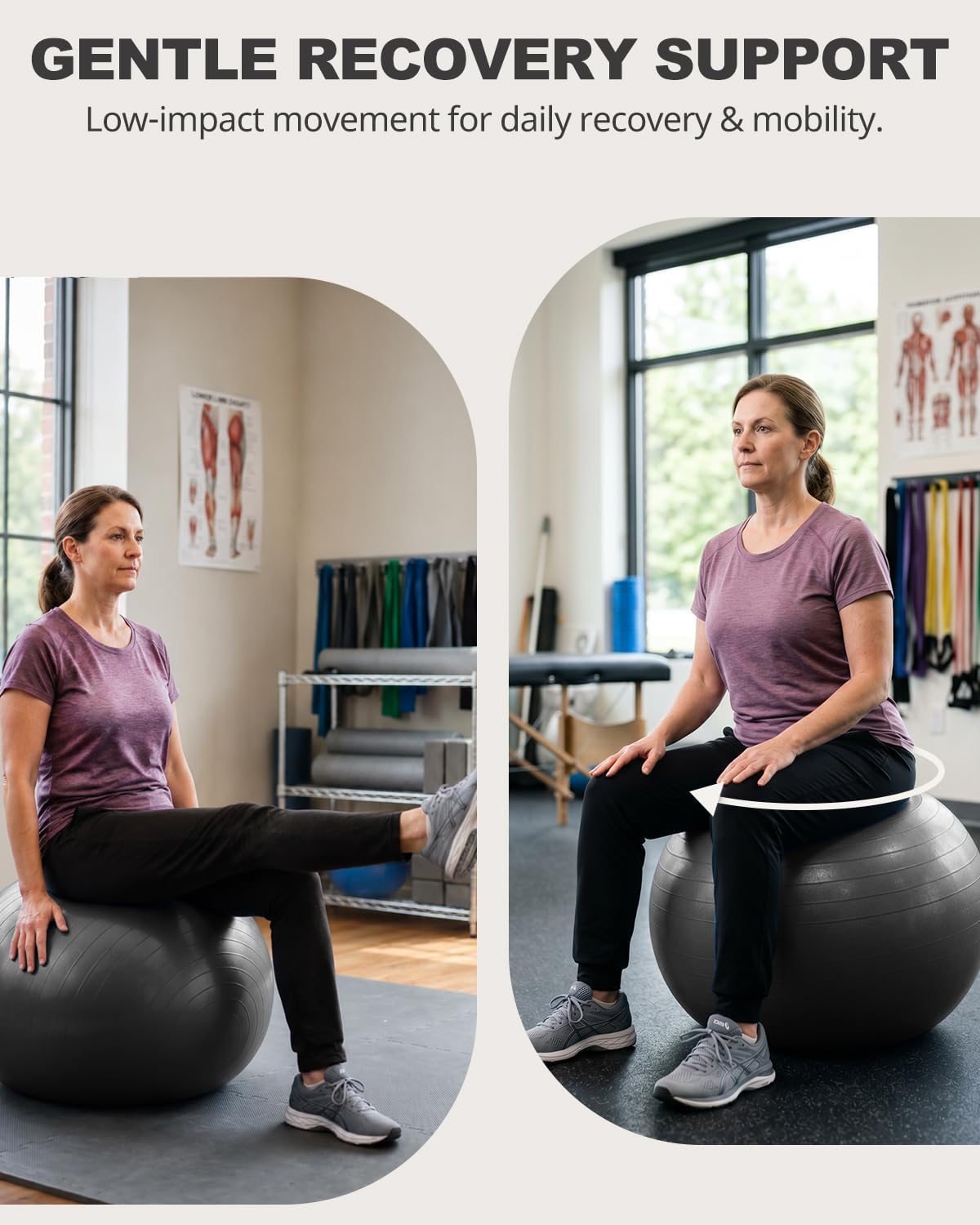 Yoga Ball for Exercise Pilates Core Training Stability 26in Black