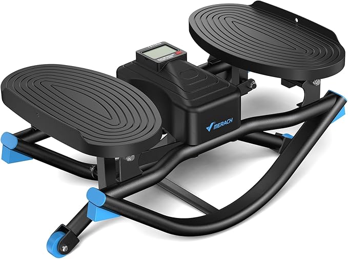Rocking Steppers for Exercise 3D Motion Stair Stepper with Resistance Bands Black