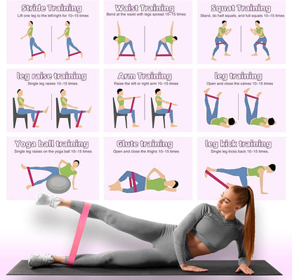 Resistance Loop Exercise Bands Set of 5 Home Fitness 12in Assorted