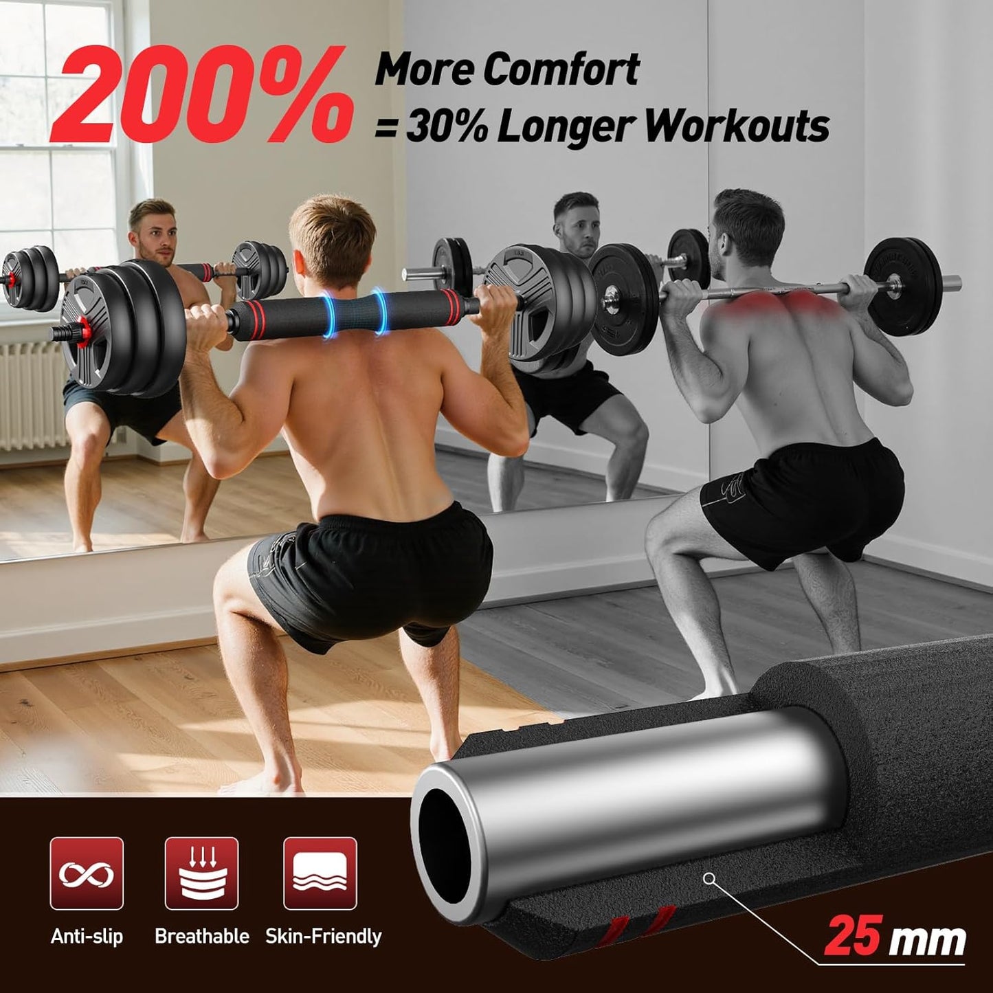 5 in 1 Adjustable Dumbbell Weight Set 45lb Total Black & Red